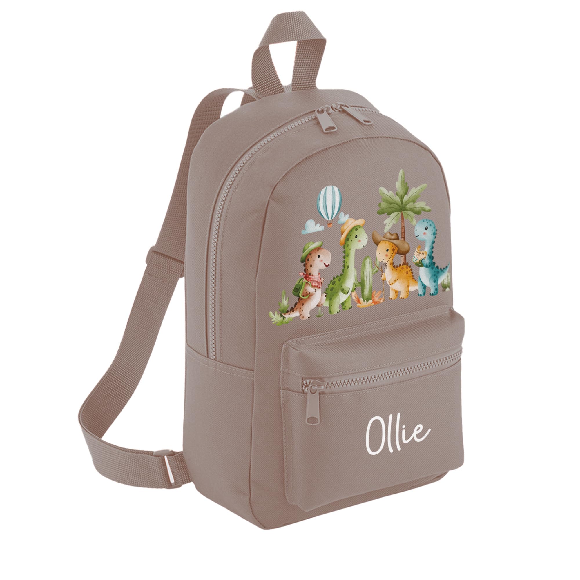 A1 Graphics Ltd Mushroom Personalised Dinosaur Kids Backpack Custom With Name Choice Of Colours Dino School Bag With Adjustable Straps For Children & Toddlers (Mushroom)