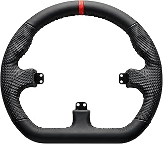 Asetek SimSports Closed D Black Leather Rim | Interchangeable Sim Racing Steering Wheel Rim for Asetek SimSports Button Boxes | Easy and Fast Installment