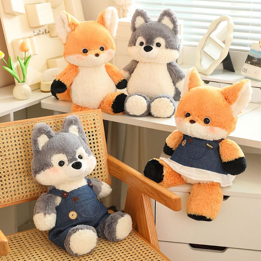 Kuscheliges Spielzeug-Fuchs, Handpuppe Fuchs, orangefarbener Fuchs-Plüschtier, Cartoon-Kinderbegleiter, Kuschelspielzeug, Plüschtiere zum Kuscheln und Spielen. (65 cm,Fox)