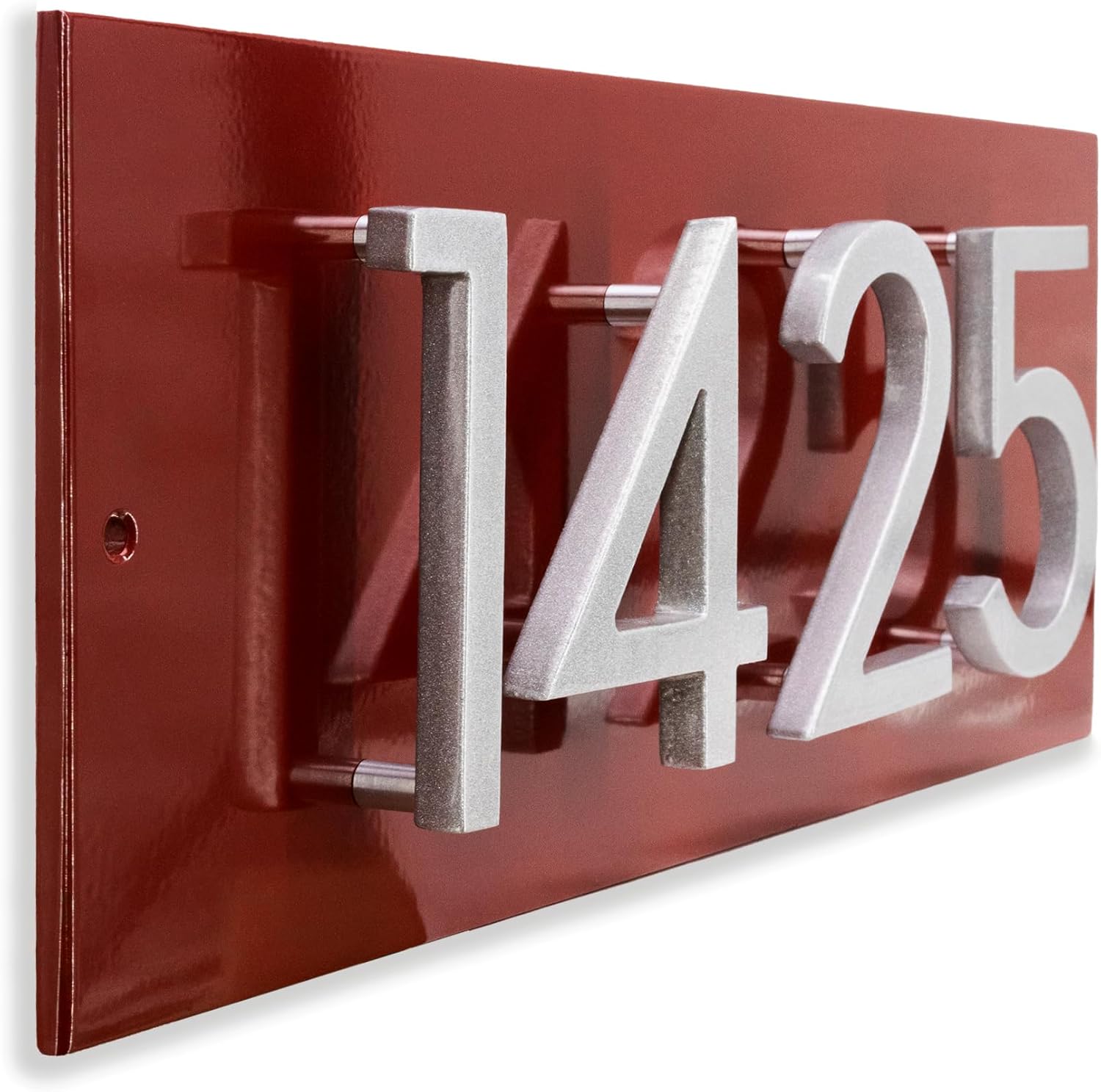 Personalized Floating Modern Aluminum Plaque – Custom Horizontal/Vertical - 40 Color Combinations – Modern Wall Decor, Customizable Text - Address Sign - House Number Plaque - 3", 4" 6", 8" Numbers
