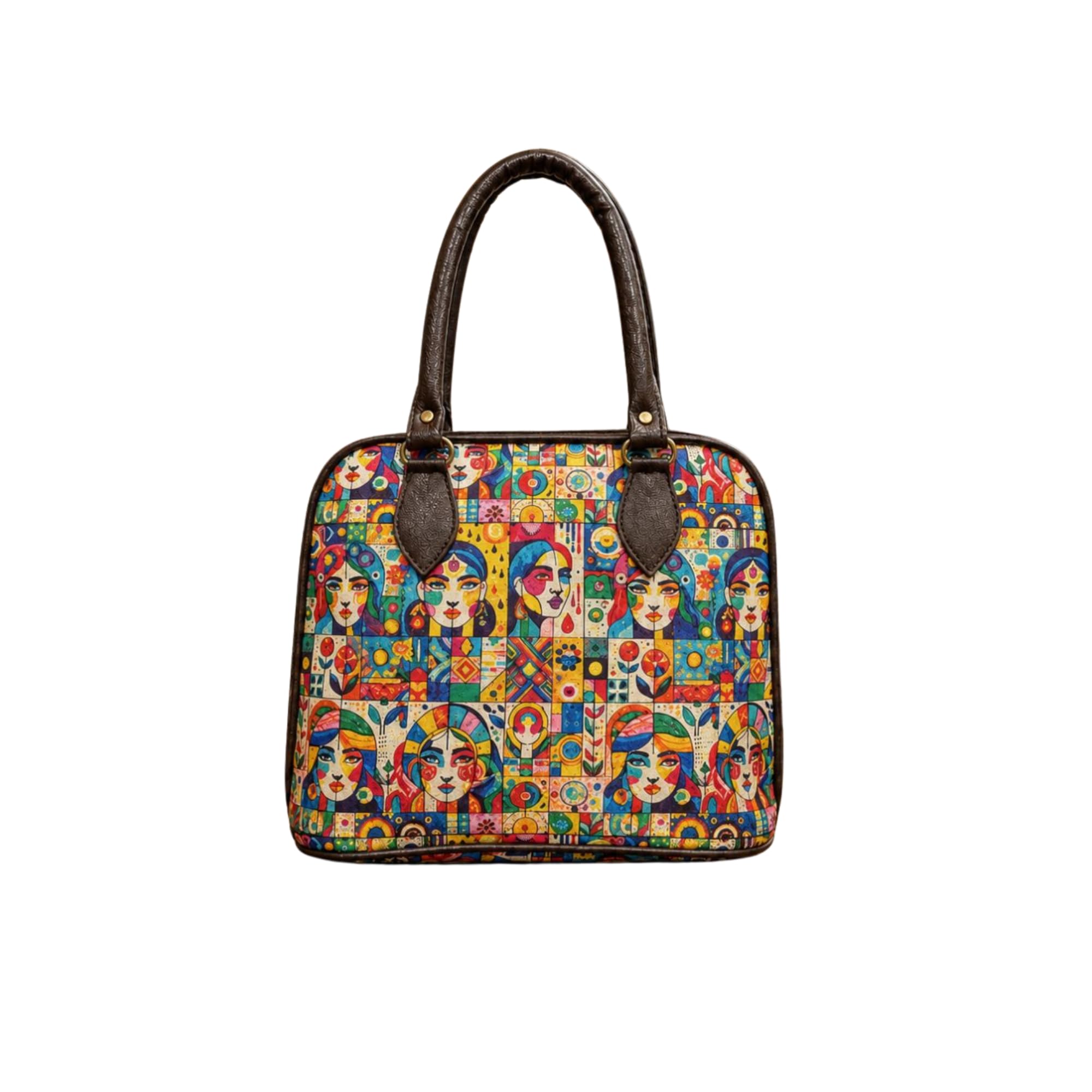 Geometric Print Travel Duffle Bag for Women | Large Weekender Shoulder Bag | Cabin-Friendly Travel Bag | Canvas Handbag with PU Leather Handles | Gym, Business & Weekend Travel Tote-image-17