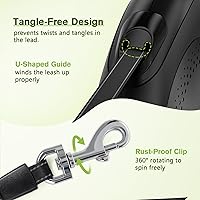 Vista 5 de Correa retráctil para perros grandes, correa retráctil resistente de 26 pies para mascotas con soporte para bolsa de excrementos, 360° sin enredos