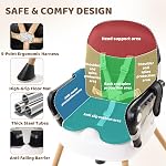 High Chairs for Babies and Toddlers, Portable Baby High Chair with Dual-Layer Adjustable Food Tray & Footrest, Compact Infant Feeding Chair, Toddler Dining High Chair with 5-Point Harness, Easy to Clean, Includes 2 Baby Bibs, Black
