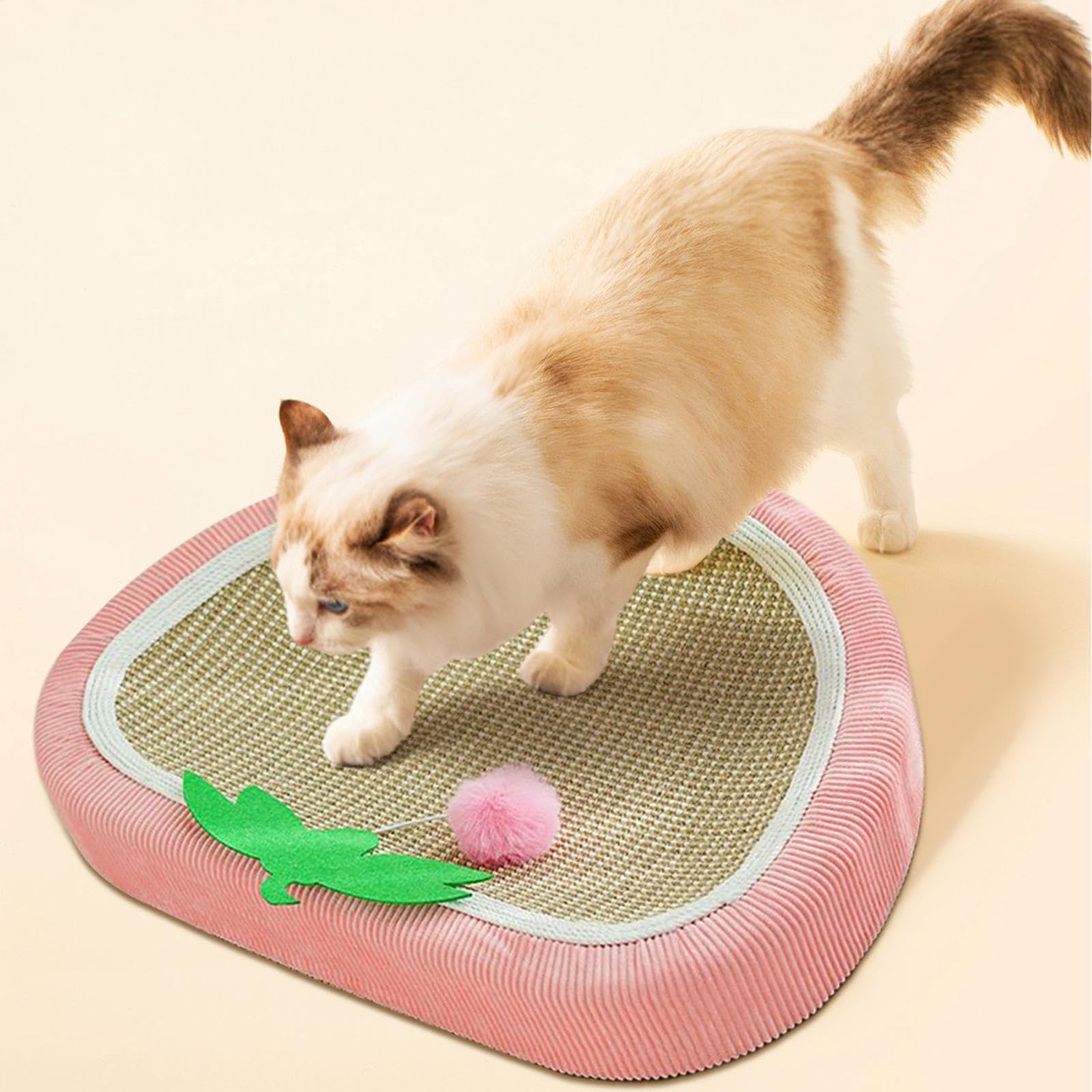 Cama rascador para gatos, accesorio para mascotas, , cojín para dormir, protector de muebles | Sisal Rascador Fresa para Gato para Sofá Interior Sofá Alfombra de Pared Piso Silla Puerta Set Perro Apartamento Dormitorio