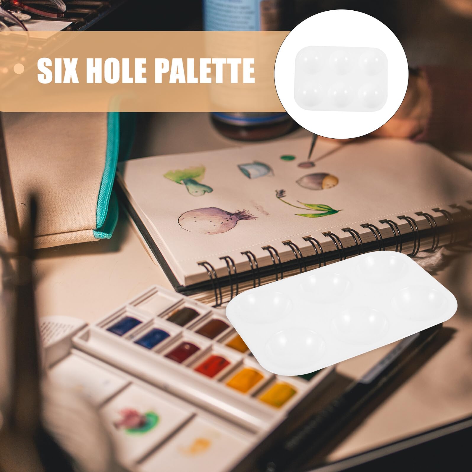 Weiße Aquarellpalette aus Kunststoff, Quadratisch, 12 Stück