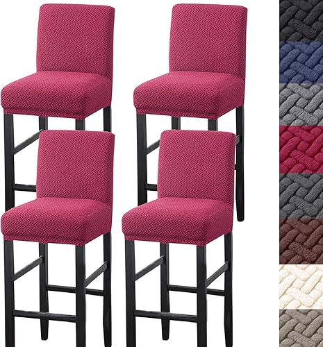 HFCNMY Fundas para taburetes de bar, paquete de 4 fundas elásticas para taburetes de bar con respaldo, fundas de taburete de bar de jacquard con