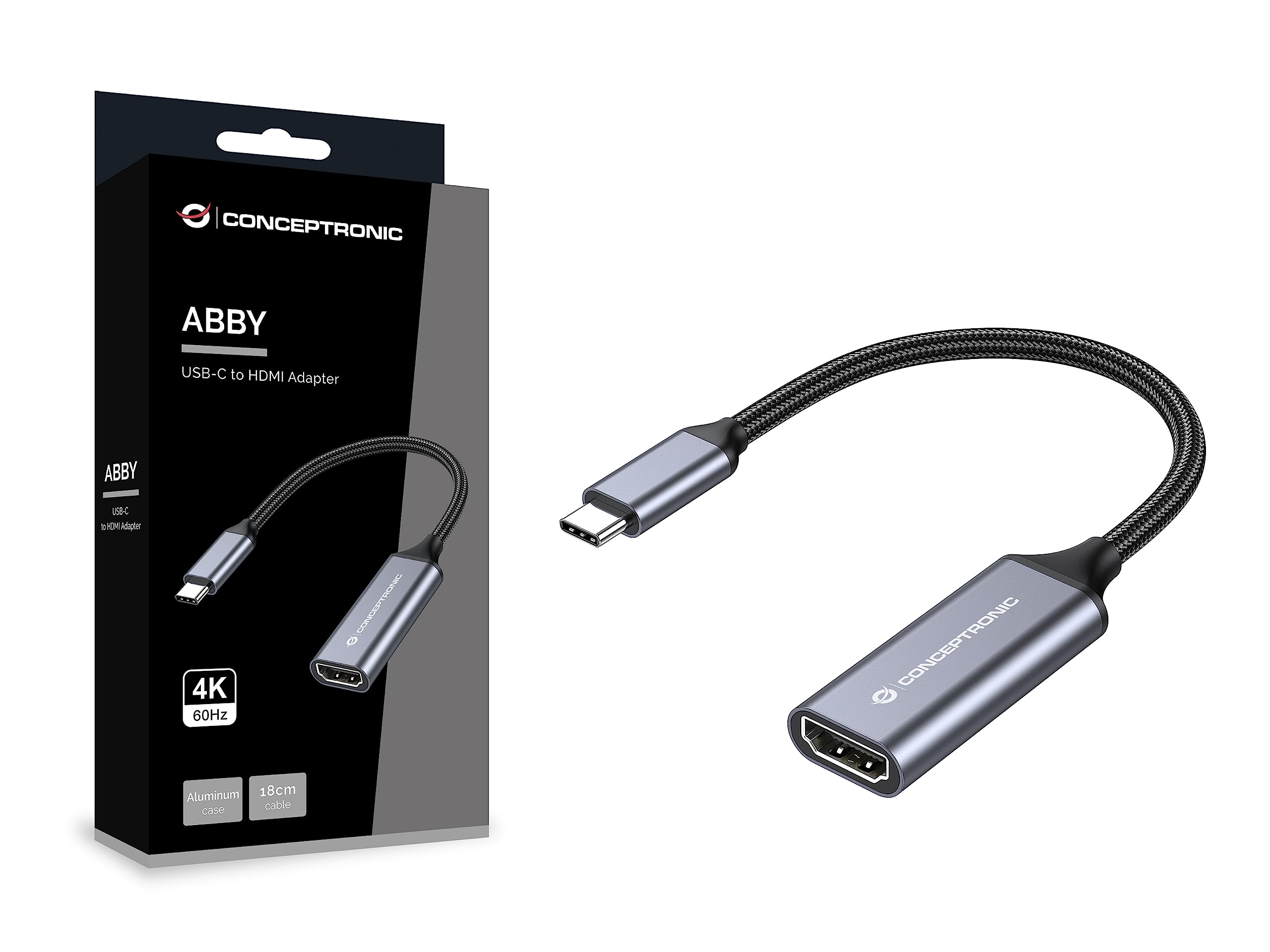 Adaptador USB-C a HDMI 4K60Hz de aluminio Conceptronic ABBY09G gris 6