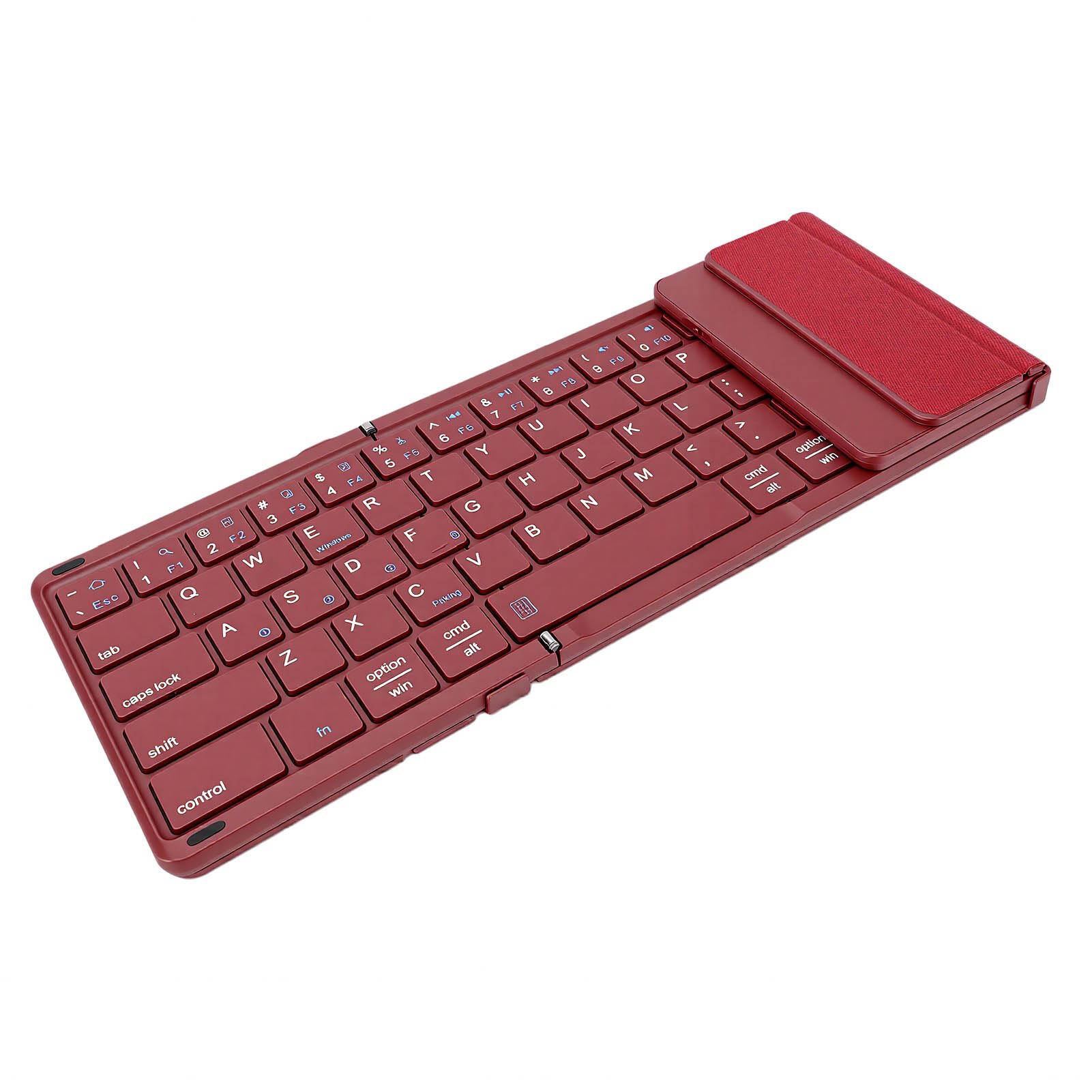 Dpofirs Tastiera Bluetooth Pieghevole con Touchpad, Tastiera da Viaggio Wireless Portatile Ricaricabile per Tablet, Telefono Portatile (WINE RED)