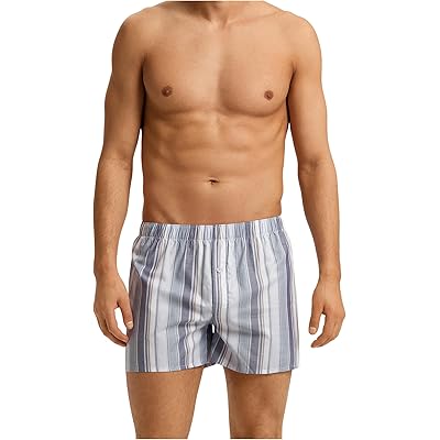 Hanro Fancy Woven Boxer smokey blue stripes