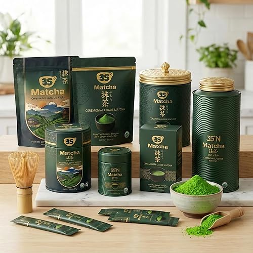 Miniatura 5 de 35N MATCHA Polvo matcha orgánico de grado ceremonial, certificado por USDA, té verde 100% puro, primera cosecha, sin aditivos, alto en