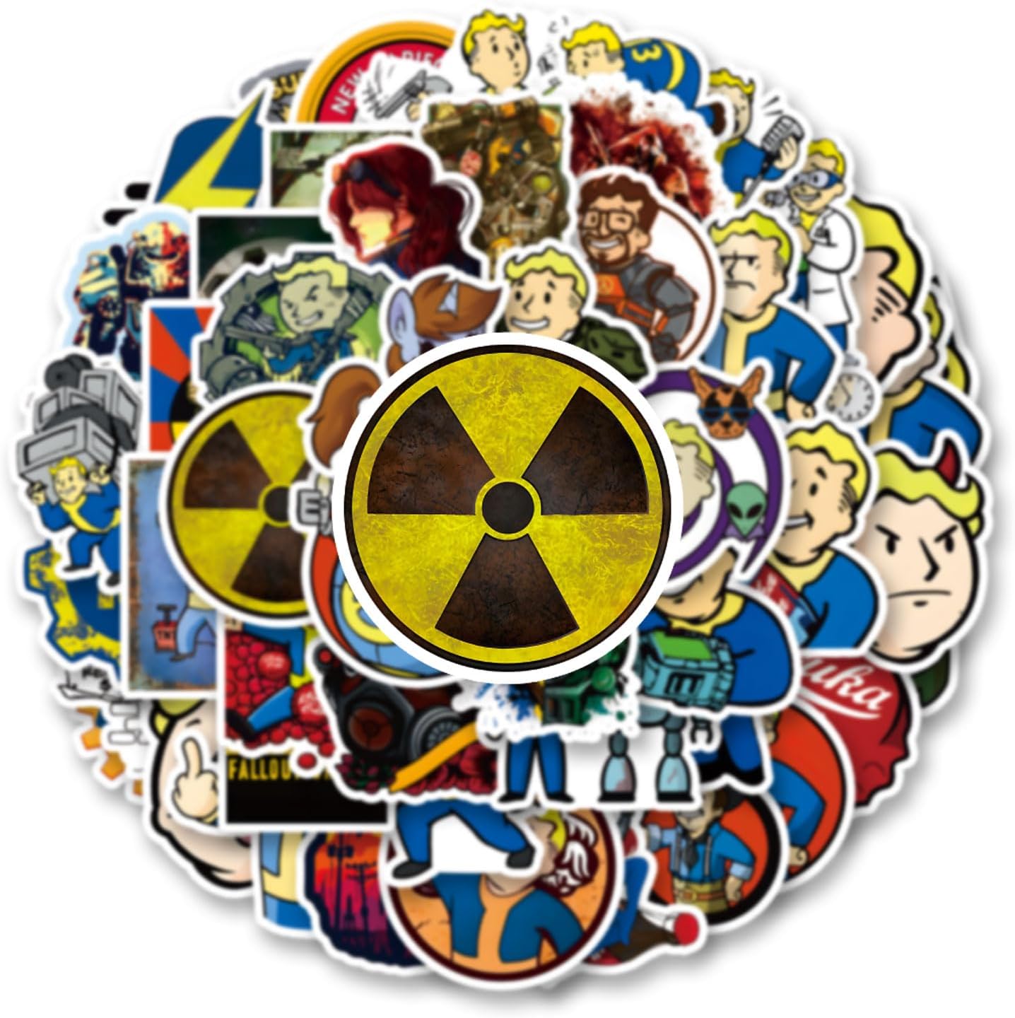 50Pcs Fallout Stickers Fallout Merchandise Stickers for Bottle Suitcase Laptop Computer Refrigerator Birthday Party Children's Toys Stickers