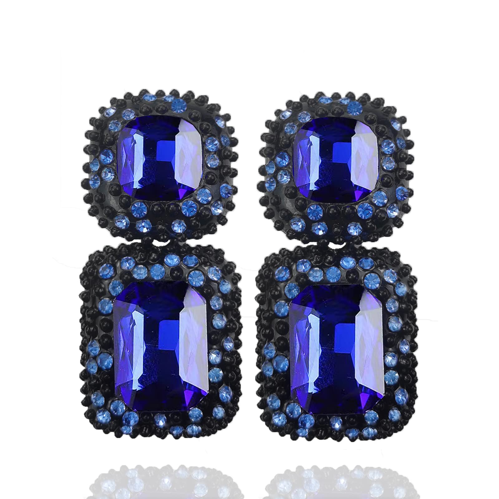 Vintage Rhinestone Statement Earrings Formal Crystal Drop Dangle Earrings Evening Prom Pageant Earrings for Women