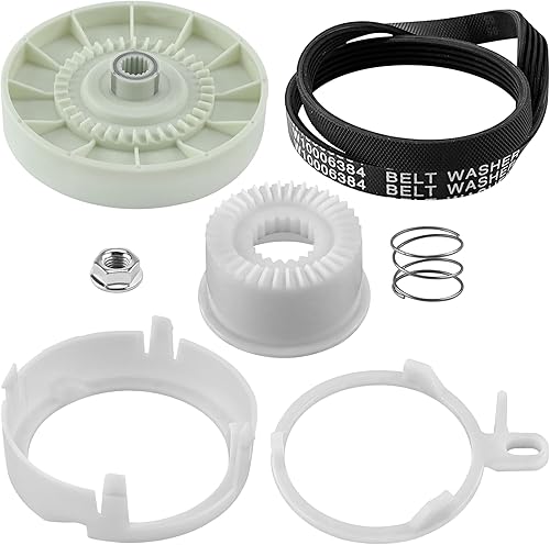 W10721967 Kit de embrague de polea de lavadora y correa de transmisión de lavadora W10006384 compatible con Whirl-Pool Ken-More May-tag Washer