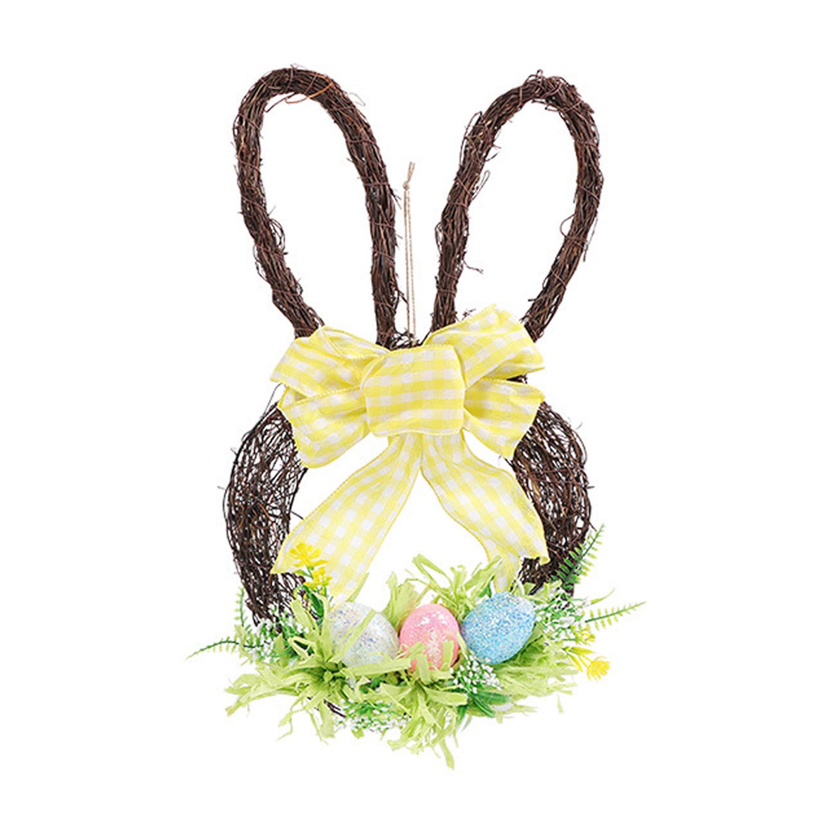 Kalttoy Garland Hanging Ornament Party Supplies for Home Living-Room Rattan Bunny-Wreath Easter Decoration