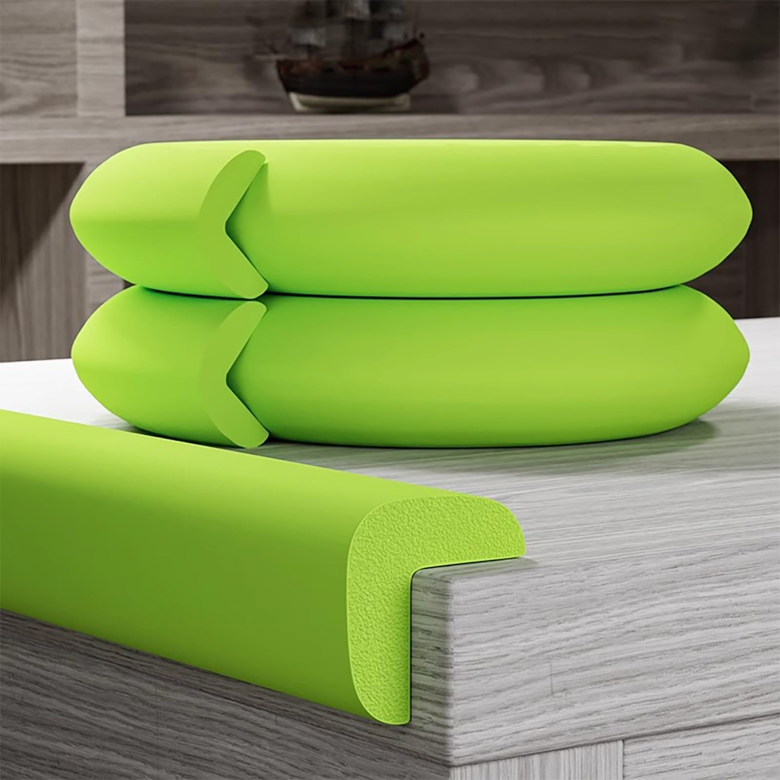 Protezione Per Angoli Da 78,7", Imbottitura In Schiuma Di Sicurezza Per Angoli Vivi A Forma Di L, Paraurti Autoadesivi, Protezione Per Spigoli Di Mobili(Grass Green,5pcs)
