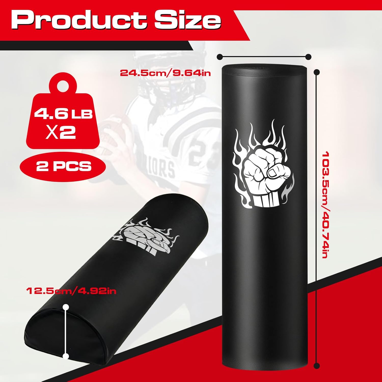 Football Tackle Dummy - 2 Pcs Athletic Agility Dummy with Heavy-Duty EPE Foam, Portable Handles, Semi-Circular Design, Footwork Drills Sports Training for Youth & Adults