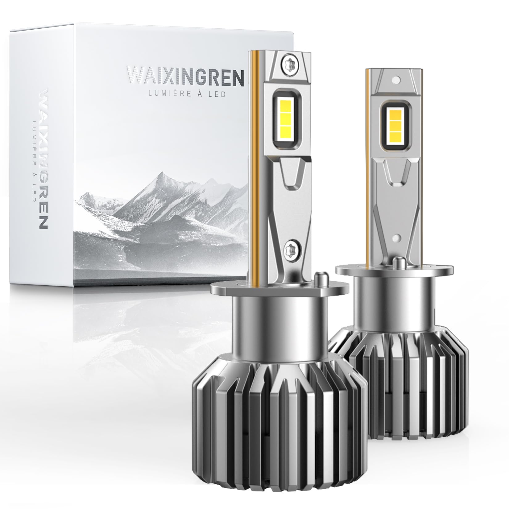 Ampoule LED H1 Améliorée, 36000LM Plus Lumineuse 6000k, Étanche IP68 et Système de Refroidissement Avancé, 2 Pièces (H1)