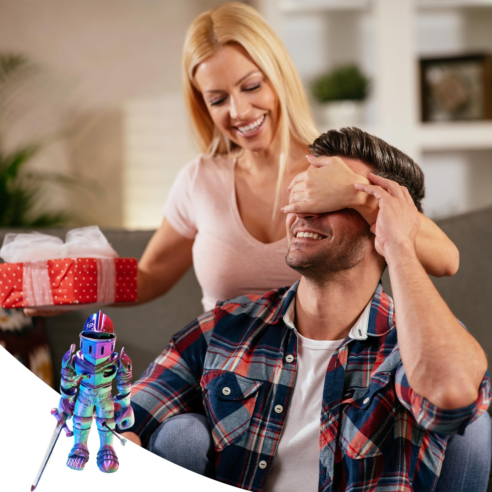 3D-gedruckte Skelett-Krieger-Figur, gelenkfrei, Skelettritter, Sammelfigur, perfekt als Dekoration für Zuhause und Büro