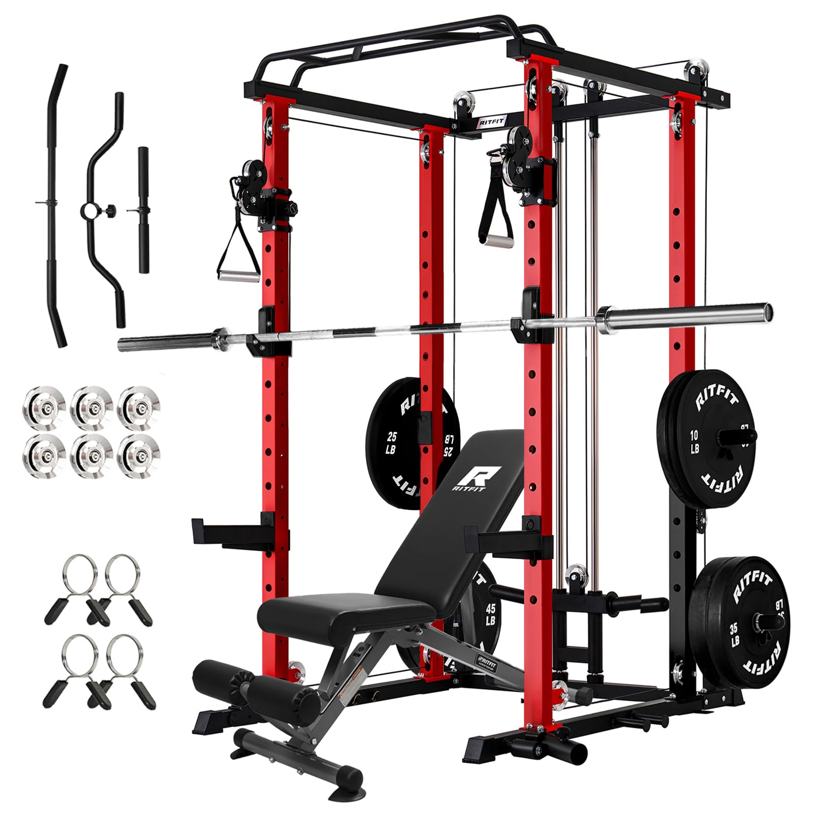 RitFit PPC-P3 Power Cage with Cable Crossover System, 1200LB Capacity