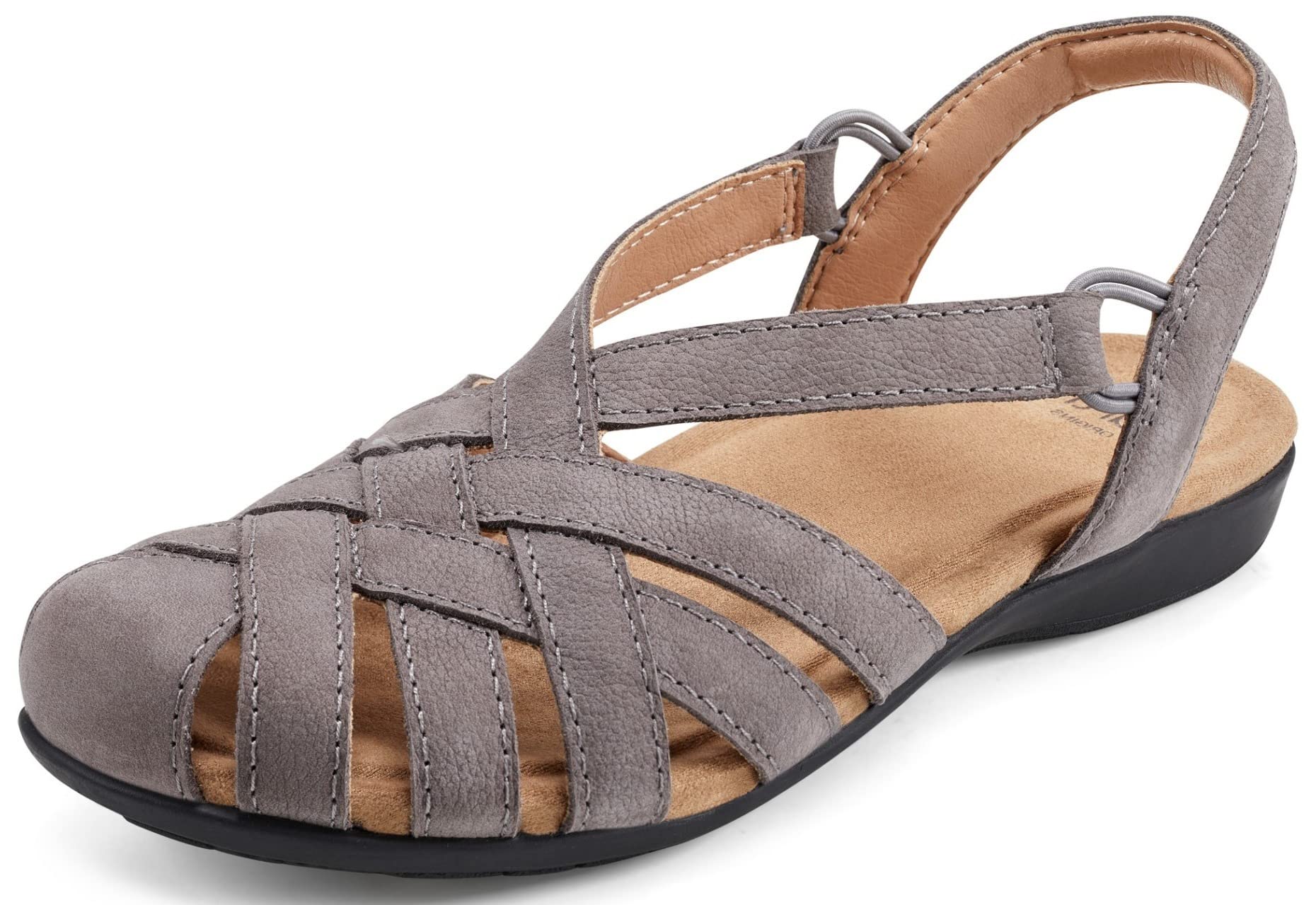 Earth Origins Women’s Berri Sandal I Slip Resistant Closed-Toe Leather Sandal for Casual, Everyday, Dark Grey, 9.5