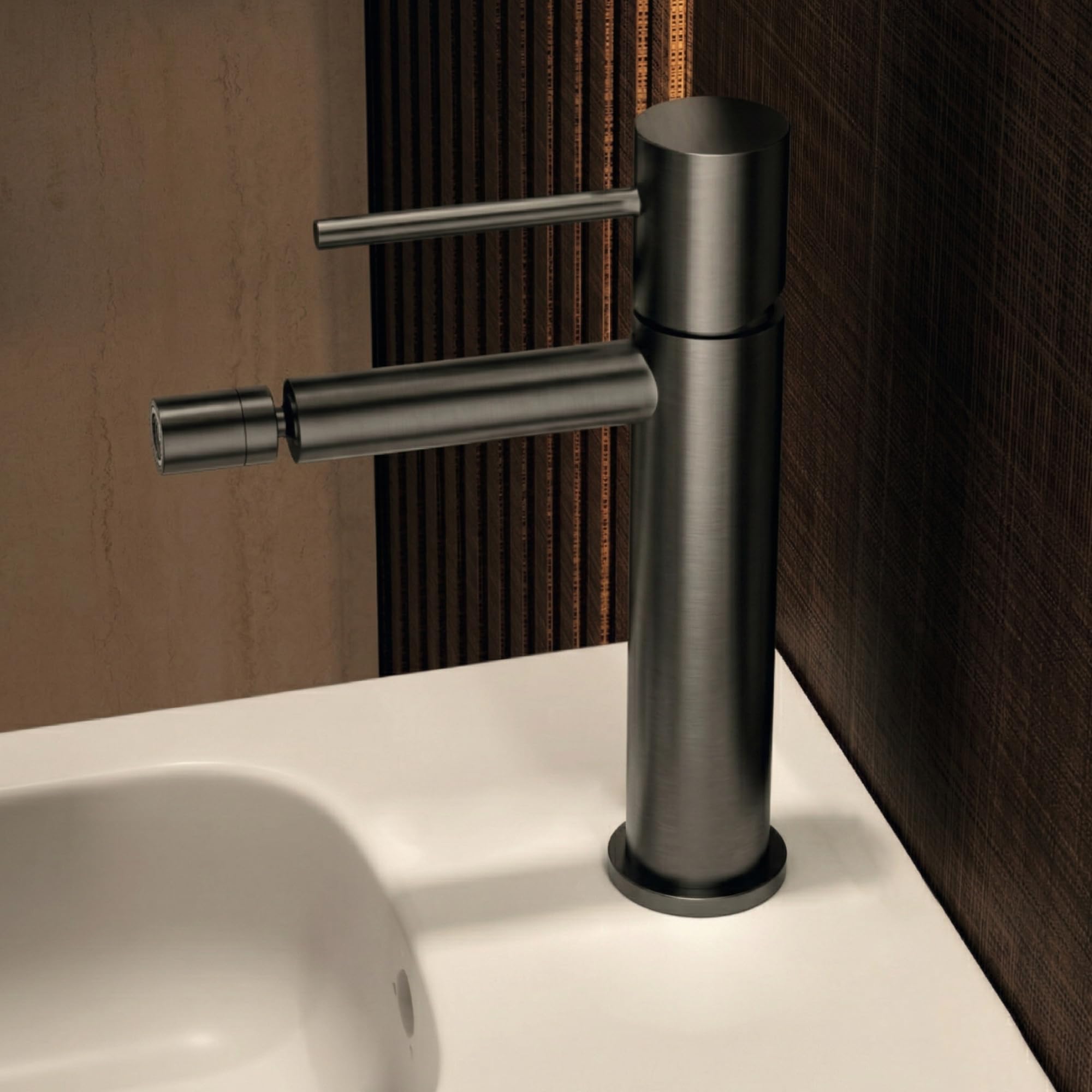 IMEX kran bidetowy, bateria bidetowa, bateria bidetowa, bateria bidetowa z mieszaczem ciepłej i zimnej wody, bateria Bidet, łatwa instalacja, seria Monza, kolor Black Gun Metal