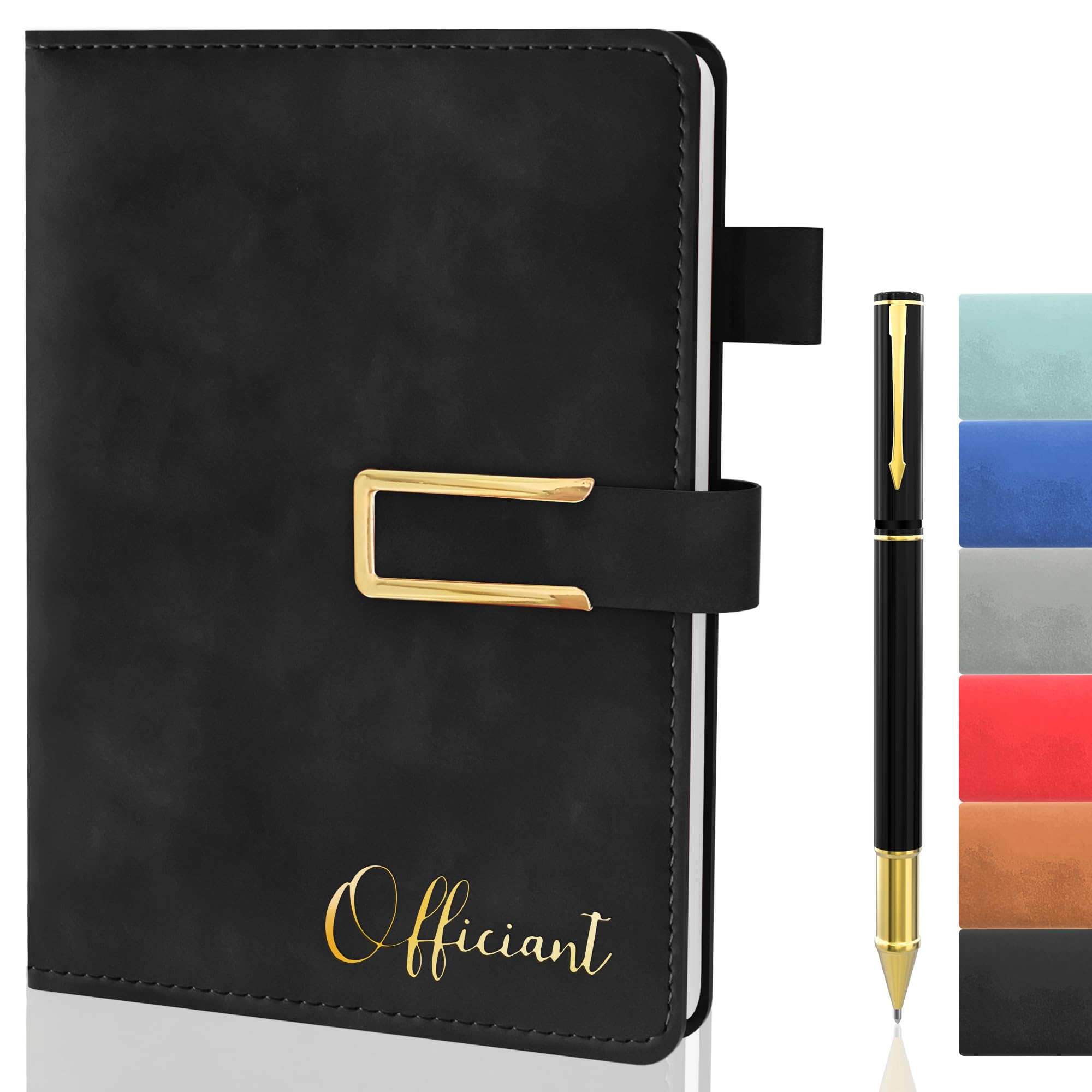 Mousbull Wedding Officiant Book with Pen, 200 Pages A5 Lined Leather Wedding Journal Notebook, Pastor Ministers Sermon Officiant Gifts for Wedding Day