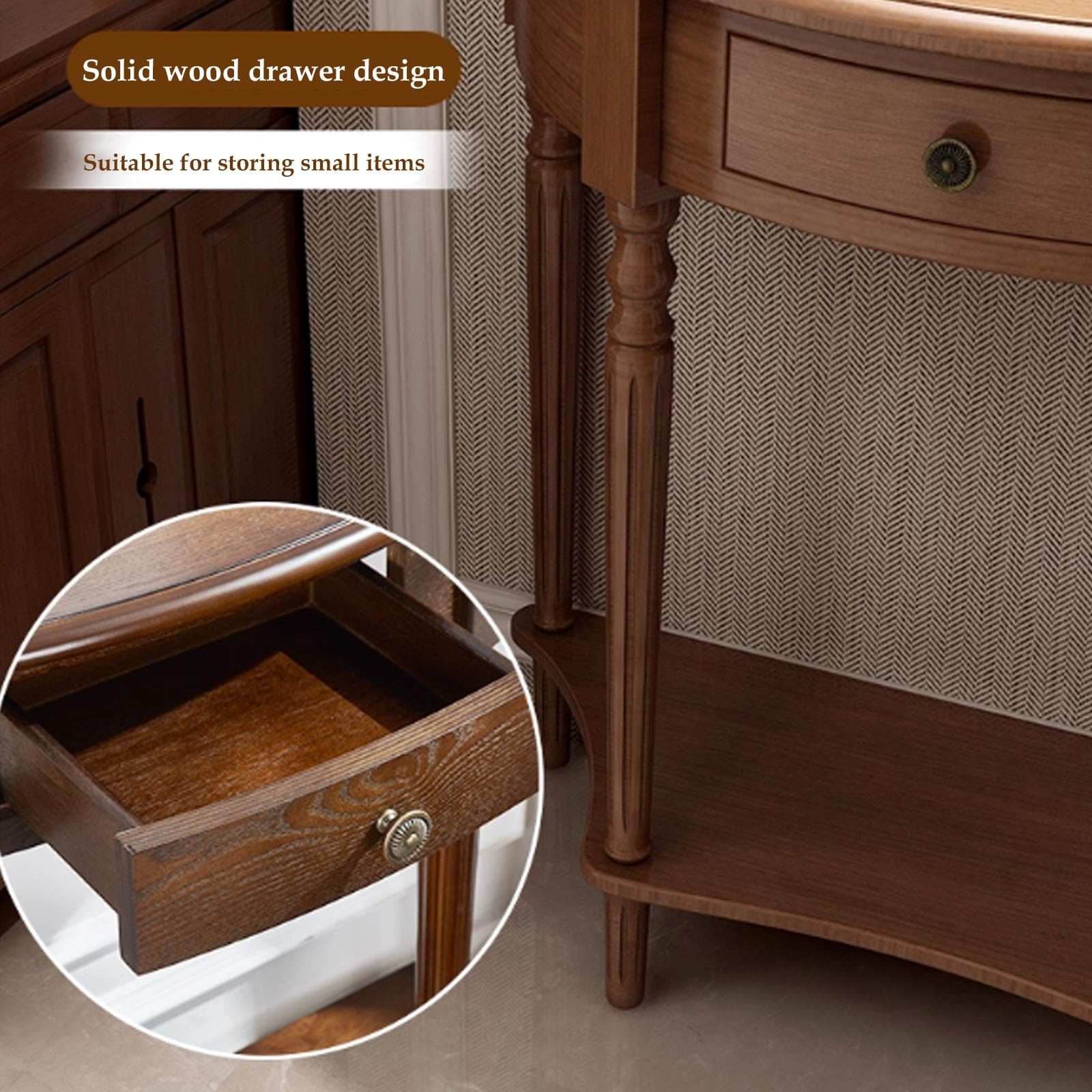 Console Rustique en Bois avec Tiroirs