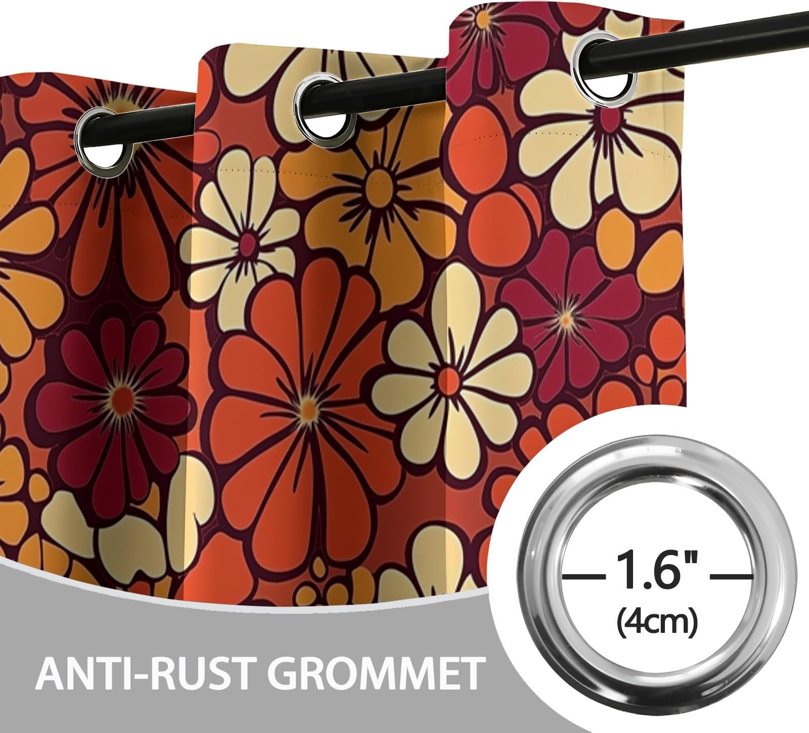 Tende Oscuranti per Interni 2 Pezzi 140x245 cm (LxA), Fashion Retro Flower Tenda Coprente per Soggiorno, Termiche Isolanti Tendaggi per Interno con Anelli Finestra per Salotto