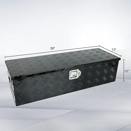 Miniatura 2 de TYFYB 39 x 13 x 10 pulgadas, caja de herramientas de aluminio negro resistente con cerradura y llaves