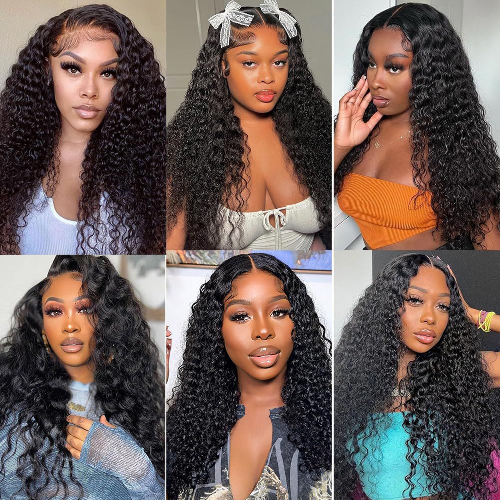 Brazilian Deep Wave Lace Closure Human Hair 14 Inch 4x4 Free Part 100% Unprocessed Brazilian Virgin Hair Deep Wave Human Hair Closure 150% Density With Baby Hair Natural Black
