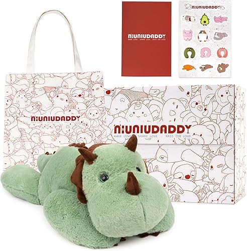 Niuniu Daddy Animales de peluche con peso de dinosaurio, juguete de peluche de dinosaurio con peso de 3.5 libras para adultos y niños, almohada de