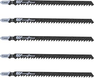 5PCS T Shank Jigsaw Blades Jig Saw Blades for Wood T344d 6 Inch Long Jigsaw Blade High Carbon Steel Jig Saw Blade Assorted Replacement Jigsaw-Blade for Cutting Wood Metal Hardwood PVC Plastic
