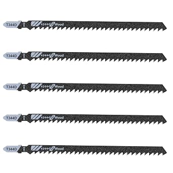 5PCS T Shank Jigsaw Blades Jig Saw Blades for Wood T344d 6 Inch Long Jigsaw Blade High Carbon Steel Jig Saw Blade Assorted Replacement Jigsaw-Blade for Cutting Wood Metal Hardwood PVC Plastic