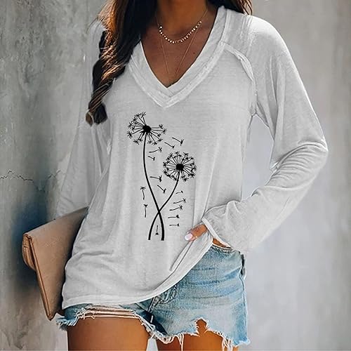 Miniatura 3 de Blusa para mujer divertida impresión gráfica cuello en V de gran tamaño manga larga para el trabajo oficina camisetas suaves