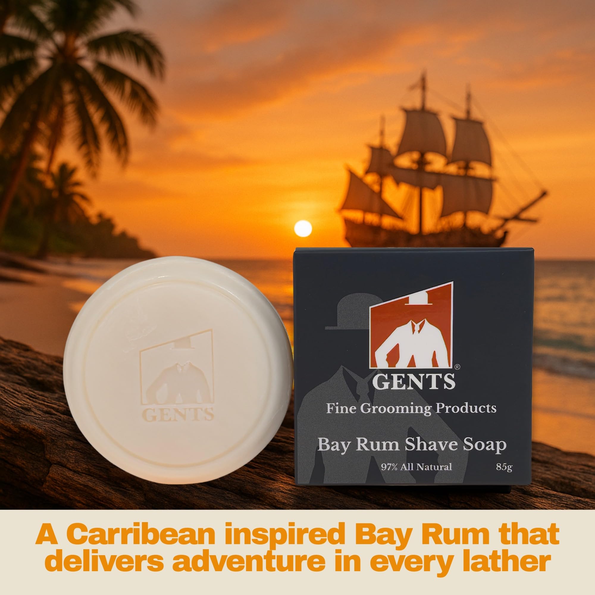 G.B.S - Jabón de afeitar 97% natural: crea una espuma abundante para una experiencia de afeitado húmedo (paquete de 3 Bay Rum)