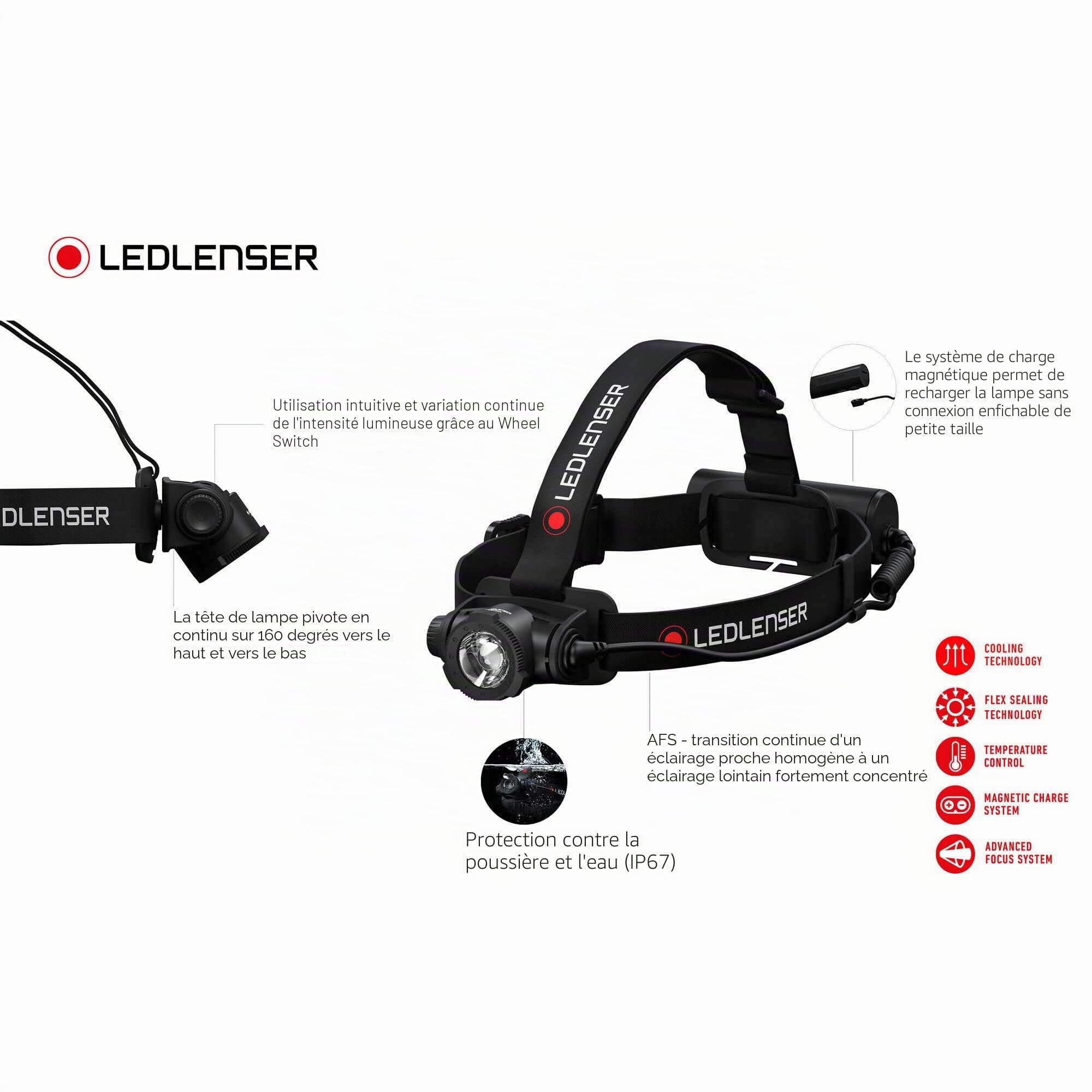 Ledlenser H7R Core |2020| Lampe frontale rechargeable LED, 1000 lumens, 250 m, 65h d’autonomie, tête orientable 130°, étanche IP67, câble USB – Bricolage, travaux, randonnée, camping