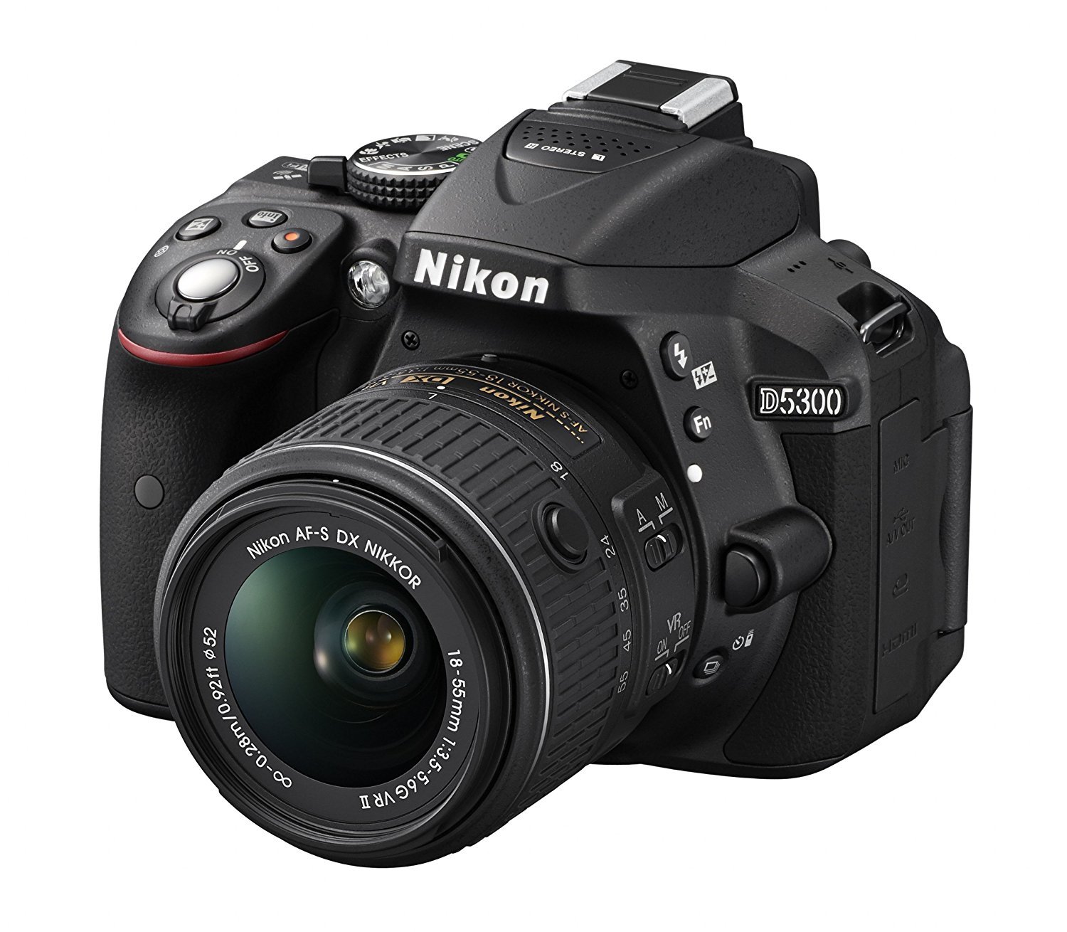 Nikon D5300 24.2 MP CMOS Digital SLR Camera with 18-55mm f/3.5-5.6G ED VR II Auto Focus-S DX NIKKOR Zoom Lens, Built-in WiFi and GPS - Black (Renewed)