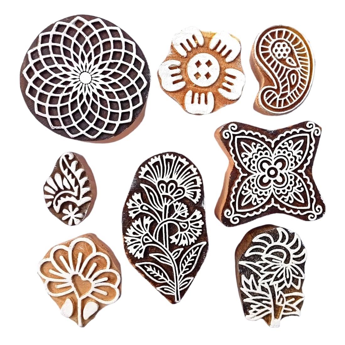 Kraftwala Wooden Printing Blocks DIY Art Craft Stamps for Henna (Mehndi) Printing Blocks (Pack of 8) (B0CTFSGHMC) Amazon Price History, Amazon Price Tracker