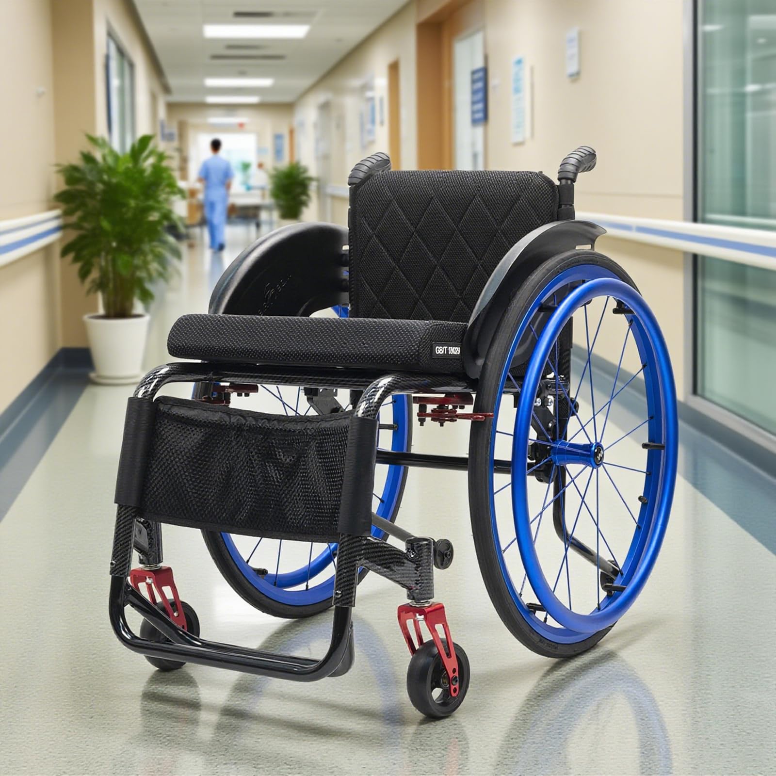 Sedia A Rotelle Sportiva Leggera,Sedia a rotelle Sportiva Leggera per Tutti i Terreni,Freni a Mano,per Anziani,per disabili,Persone a Mobilit Ridotta(15.7in Seat Width,Hard backrest)