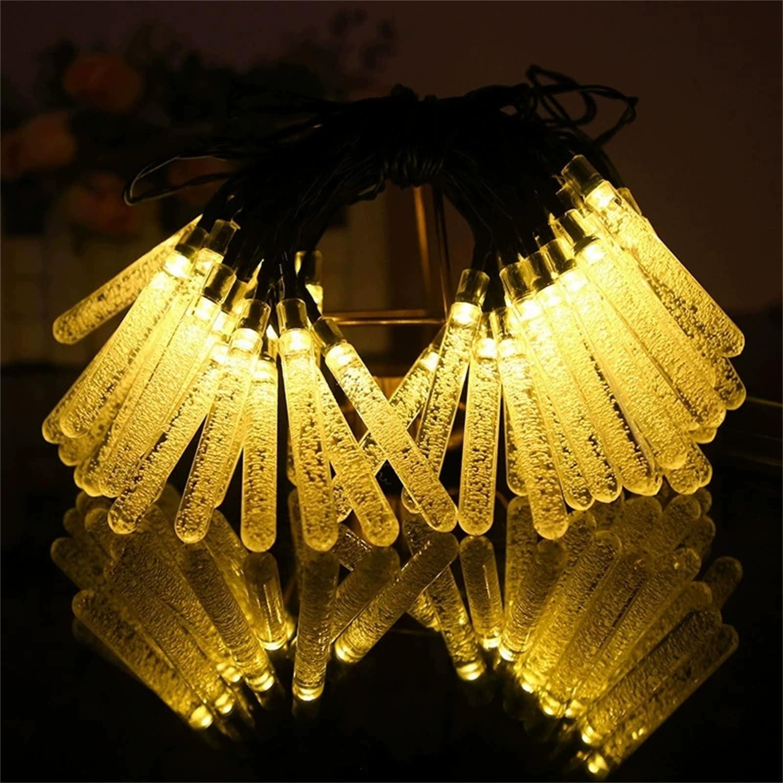 FANSU Simple Pattern LED Garden Lights, 8 Modes Indoor/Outdoor Solar String Lights, Solar Lights Outdoor Garden, for Patio Yard Home Christmas Parties Wedding Decorations (Warm Colors 2,12m/100 LED)