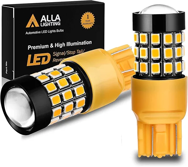Alla Lighting Newly Upgraded 7440 7443 LED Brake Stop, Tail, Turn Signal Lights Bulbs (Amber Yellow)