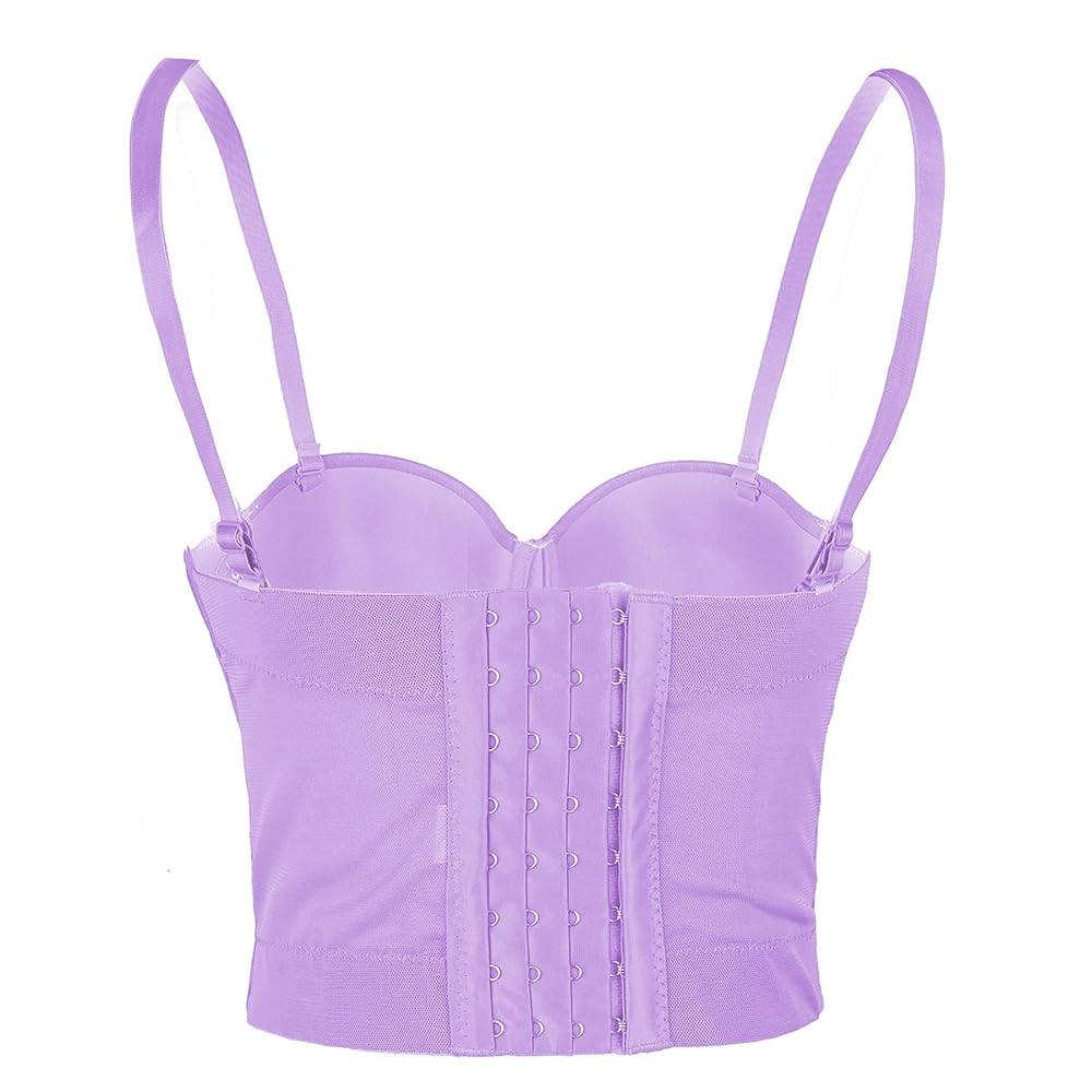 ELLACCI Women's Mesh Bustier Crop Top Push Up Corset Tops