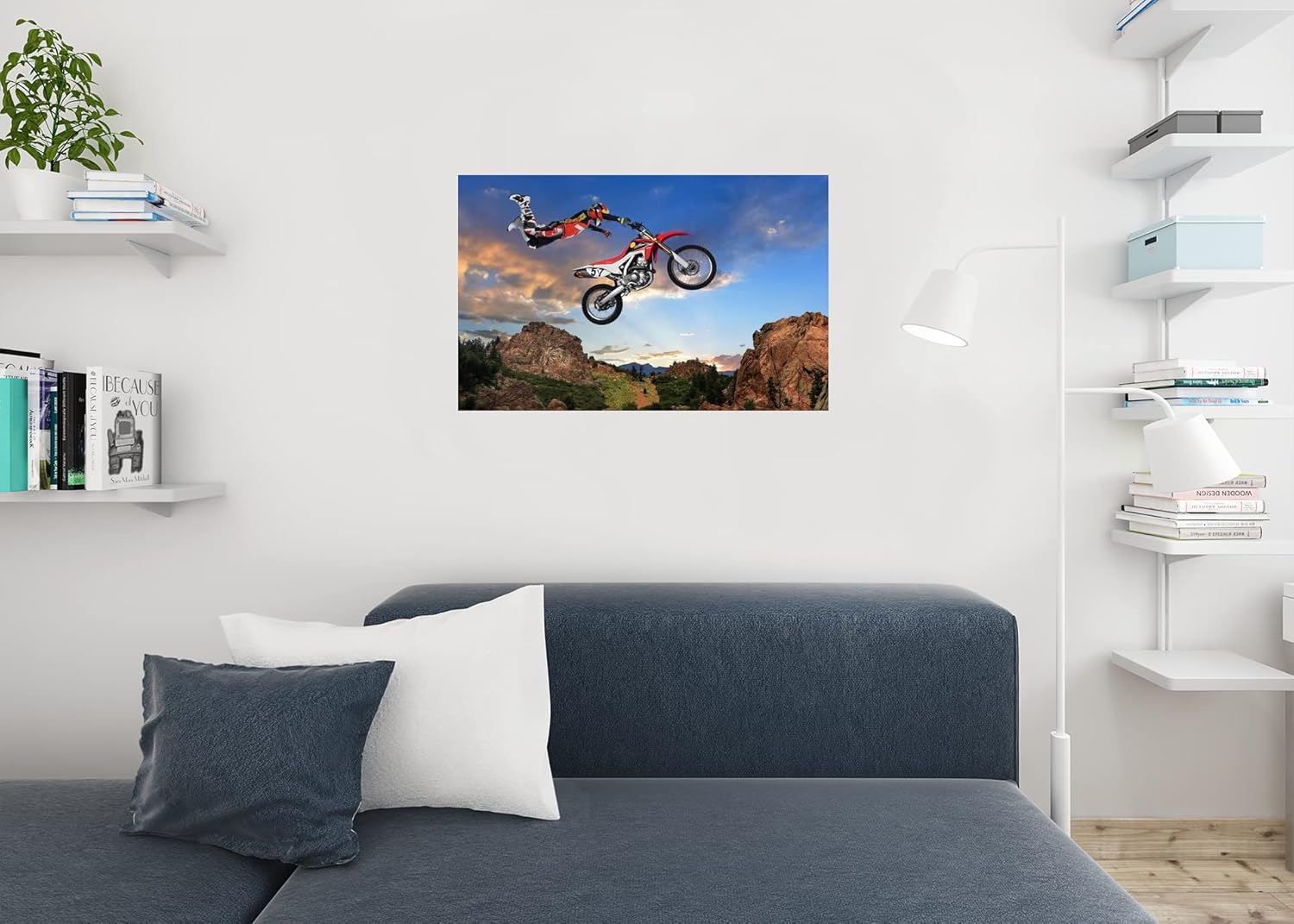 Dirt Bike Poster Decor for Boys Room Dirtbike Posters Motorcross Motorcycle Racing Cool Wall Art Print Poster 36x24