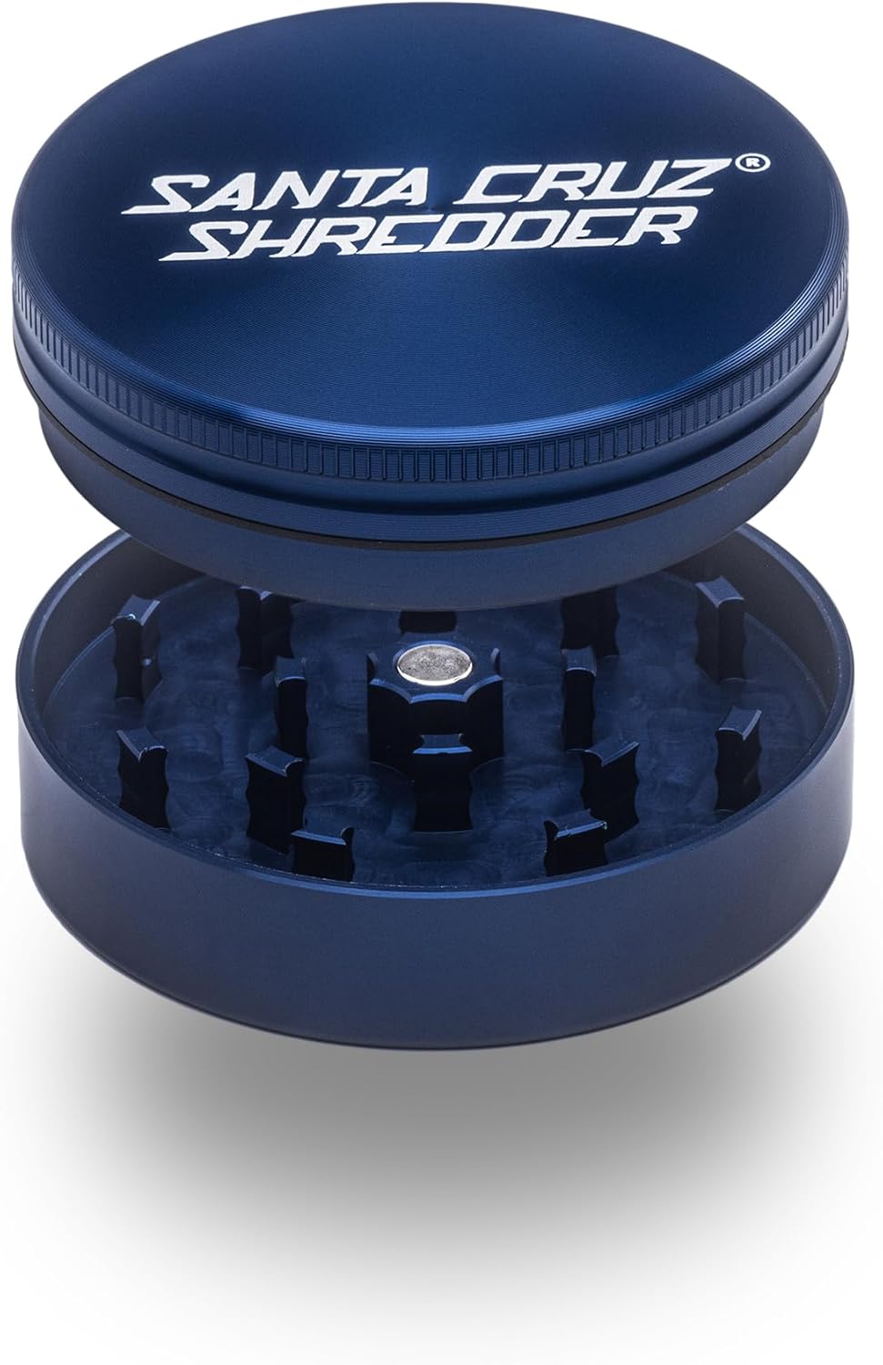 Santa Cruz Shredder Metal Herb Grinder Knurled Top for Stronger Grip 2-Piece 2.7" (Blue)