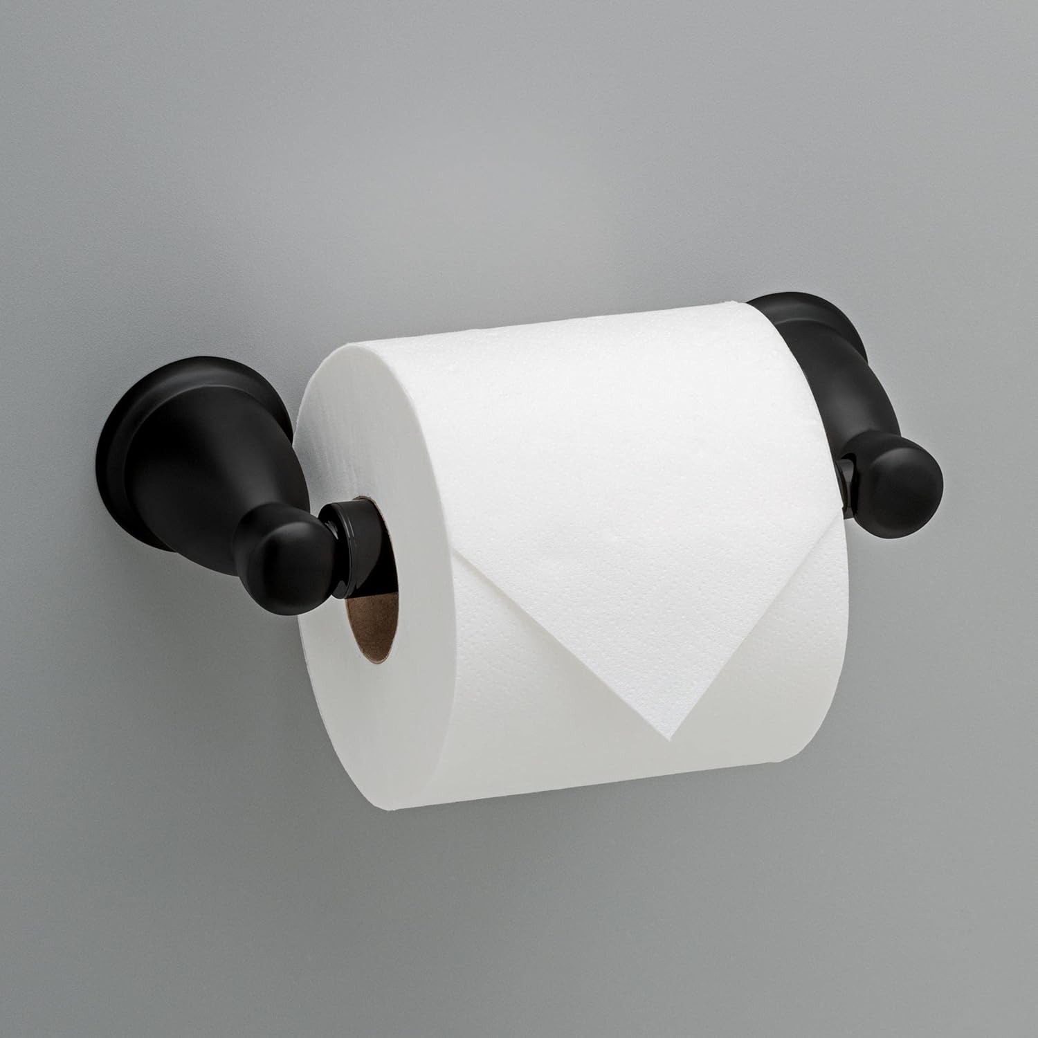Franklin Brass Kinla Spring (1-Pack) Toilet Paper Holder Matte Black Tissue Roll Spring-Loaded Rod, Organization and Storage, Wall Mounted Bathroom Accessories KIN50-MB
