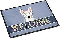 Vista 90 de Caroline's Treasures BB1449JMAT - Tapete de bienvenida de carlino negro, 24 x 36 pulgadas, tapete azul para puerta delantera, para interiores