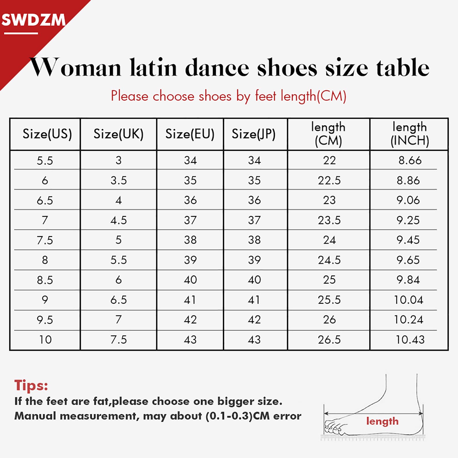 SWDZM Zapatos de Baile Latino Mujer 7cm Salsa Salón Tango Zapatos de Baile de Práctica