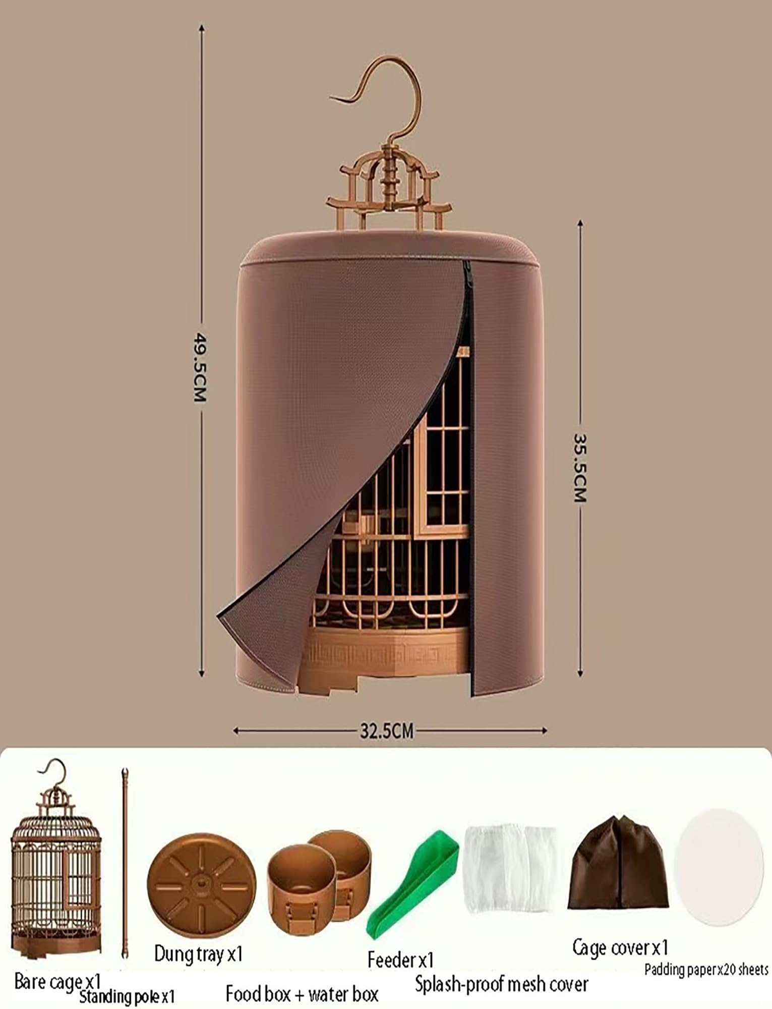 Retro-Vogelkäfig mit Haken for Aufhängen, Papageienständer, Käfig for Kanarienvögel, Finken, Sittiche | Haustierbedarf, tragbarer Haustierkäfig, Vogelbedarf, Käfige