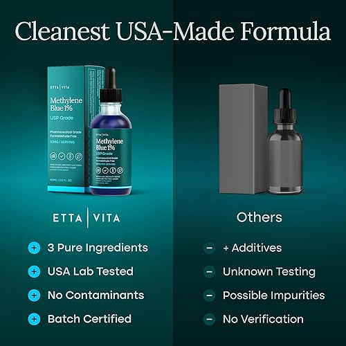 Miniatura 5 de Gotas de Azul de Metileno - Grado Farmacéutico USP 99.99% Puro Solución al 1% para Energía, Enfoque, Claridad, Cognición y Apoyo Celular - Probado