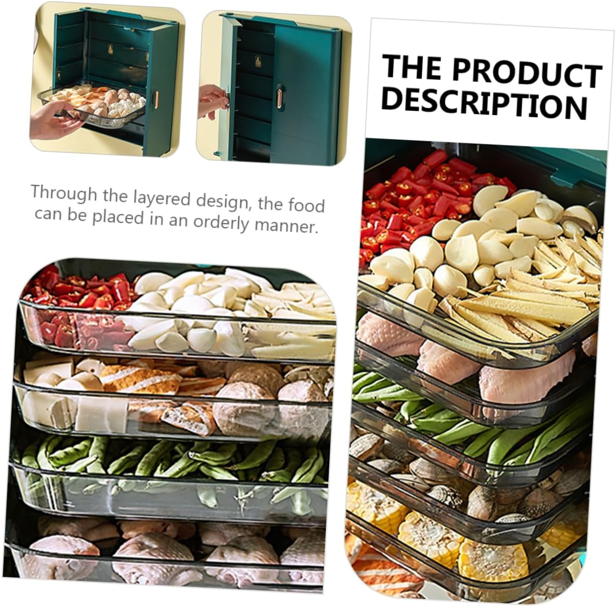 Multi-layer Food Preparation Rack Collapsible Kitchen Storage Shelf Hotpot Serving Tray Utensil Holder Space-saving Dish Organizer for Home Cooking